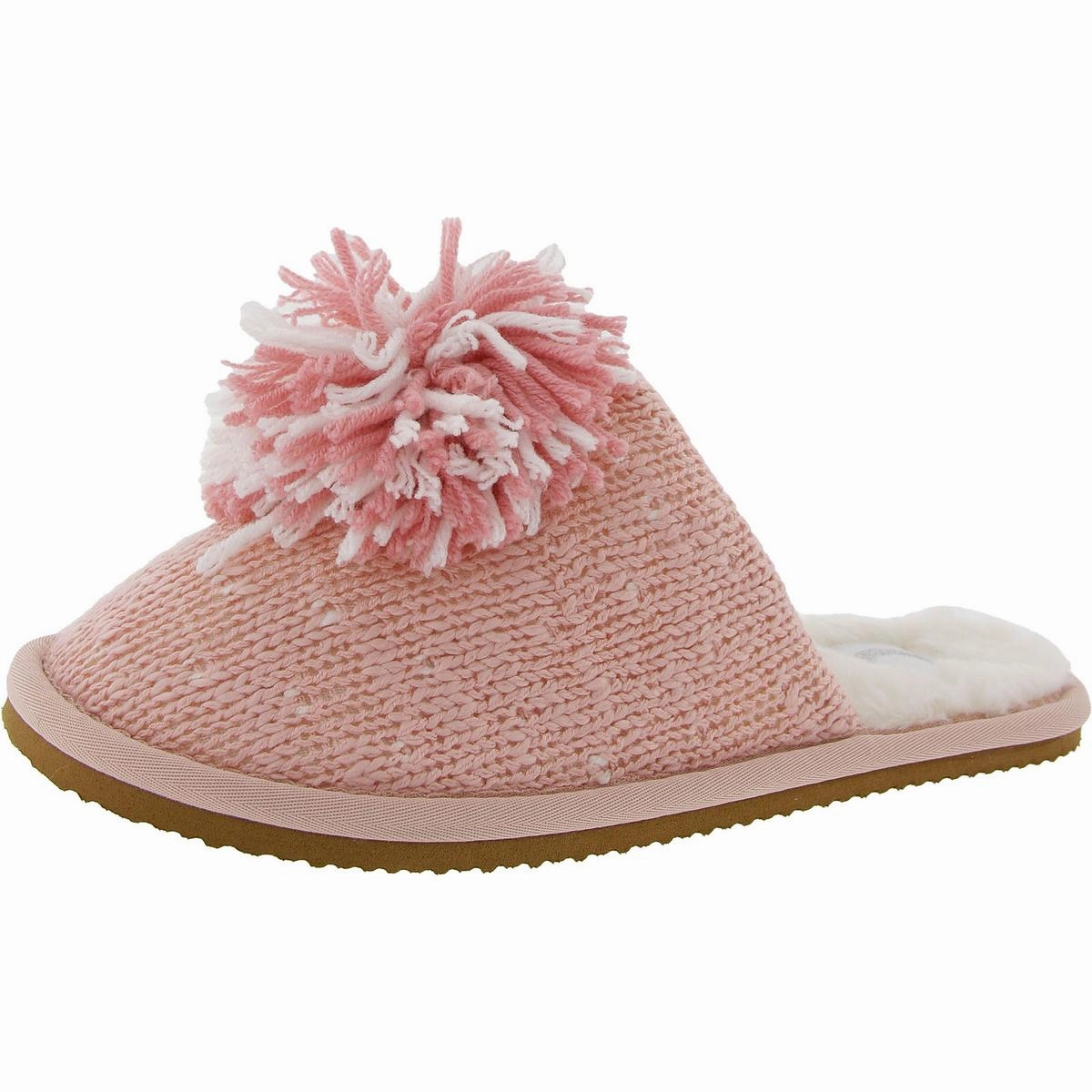 STARDUST Womens Faux Fur Lined Knit Slide Slippers Soft Interior
