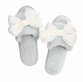 Comfort Step Reliable Comfort R0730 - White Bow Plush Slippers In Blue