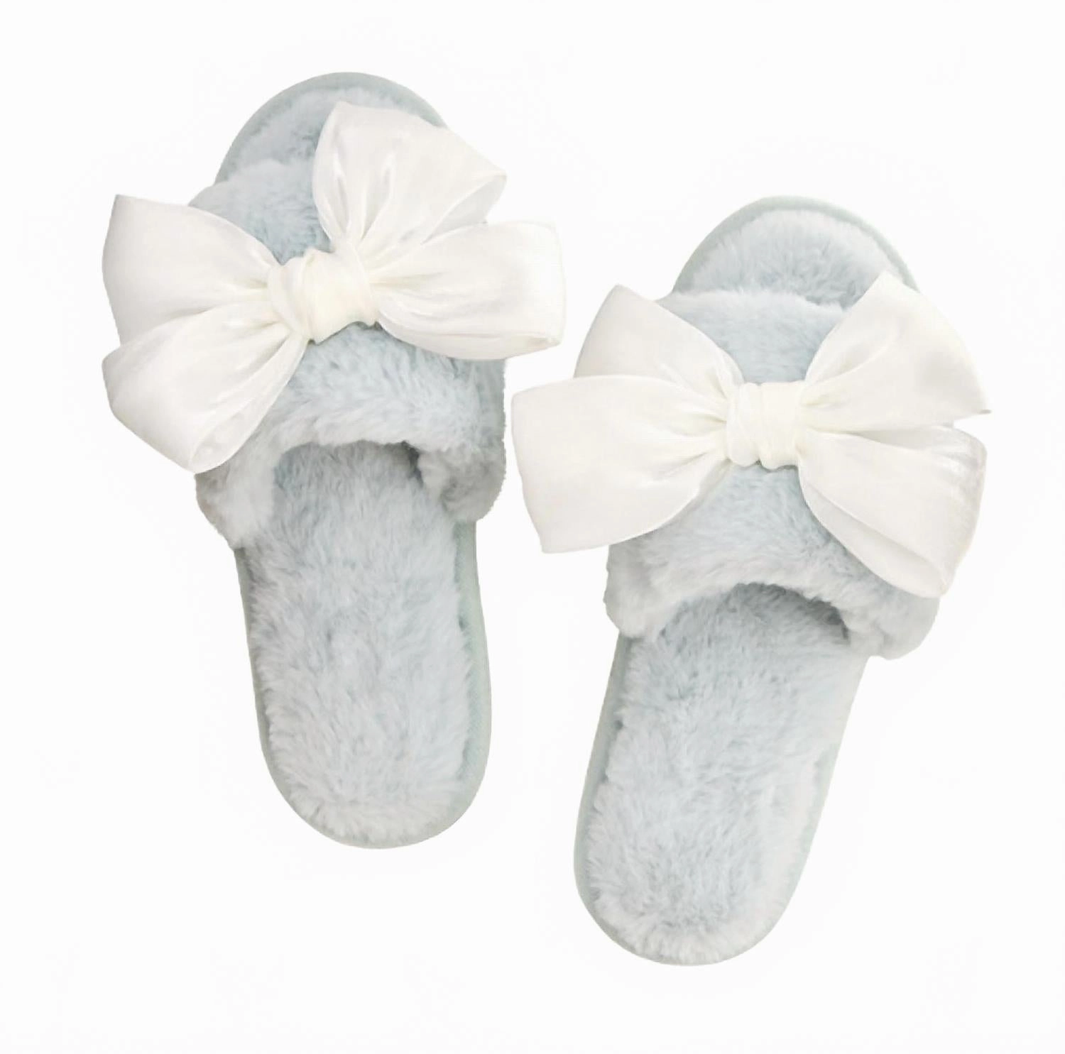 Comfort Step Reliable Comfort R0730 - White Bow Plush Slippers In Blue