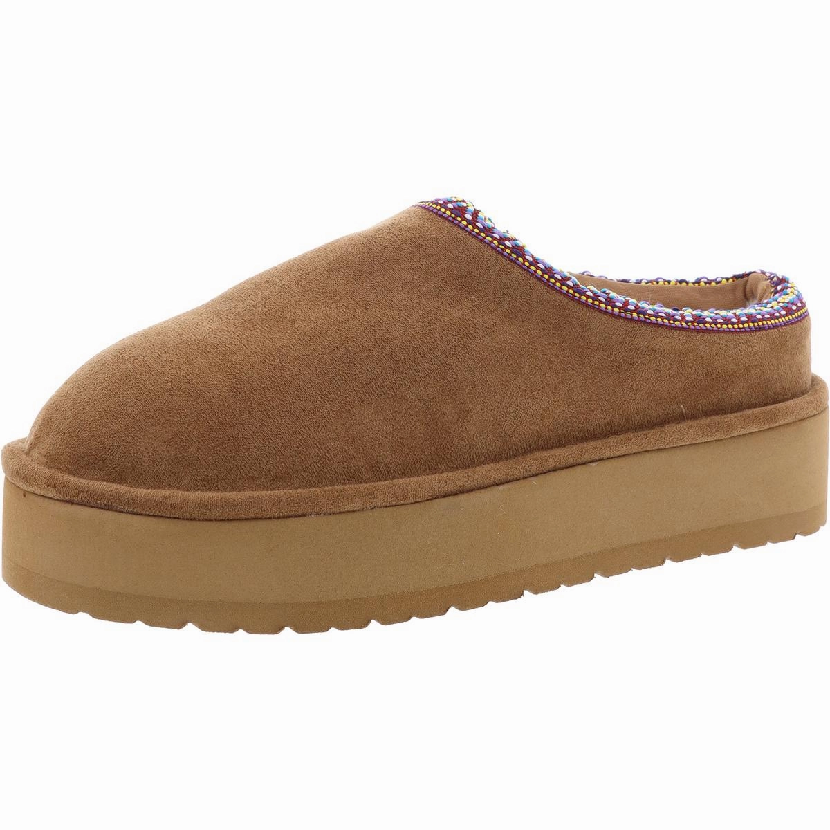 Soft Slides Light Elyse Womens Faux Fur Lined Platform Scuff Slippers