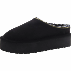 Elyse Womens Faux Fur Lined Platform Scuff Slippers Reinforced heel Mule Style