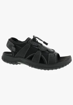 Men's Waves Sandal In Black Leather Combo Open Form