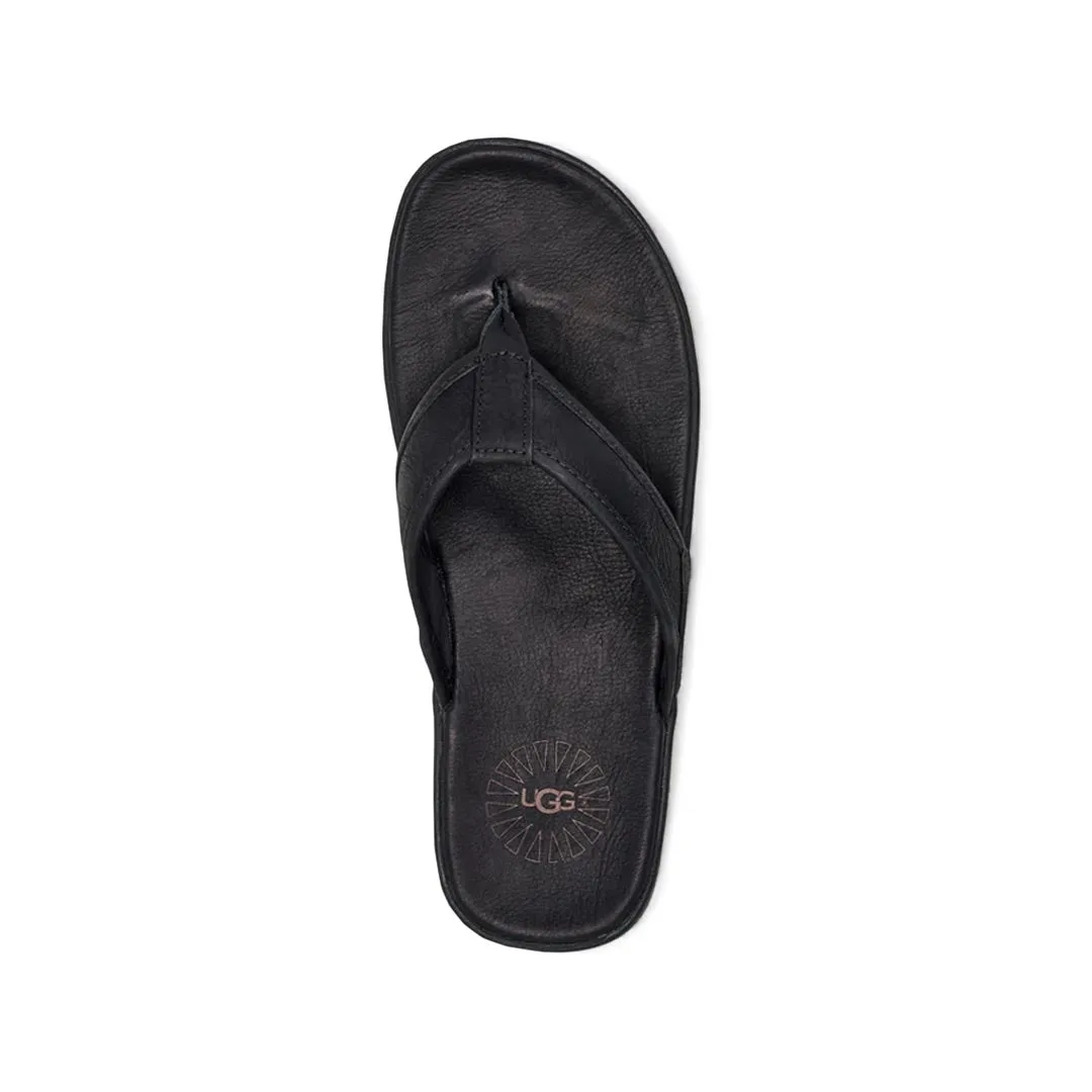 UGG? - Men's Seaside Leather Flip Flop Sandals (1102690-BLK) Social Walk