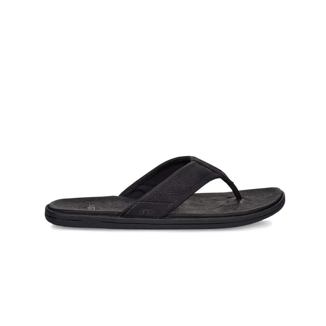 All-Purpose Footwear UGG? - Men's Seaside Leather Flip Flop Sandals (1102690-BLK)