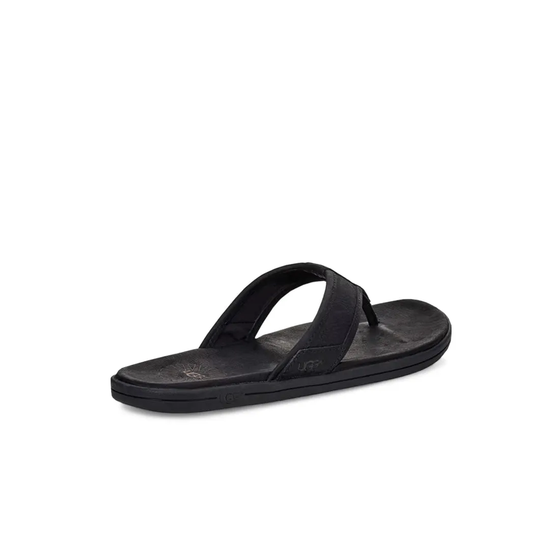 UGG? - Men's Seaside Leather Flip Flop Sandals (1102690-BLK) Vegan Material Sleek Flats
