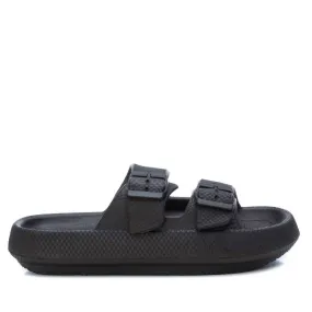 All-Weather Outdoor Shoes Street Trend Men's Double Buckle Slides In Black