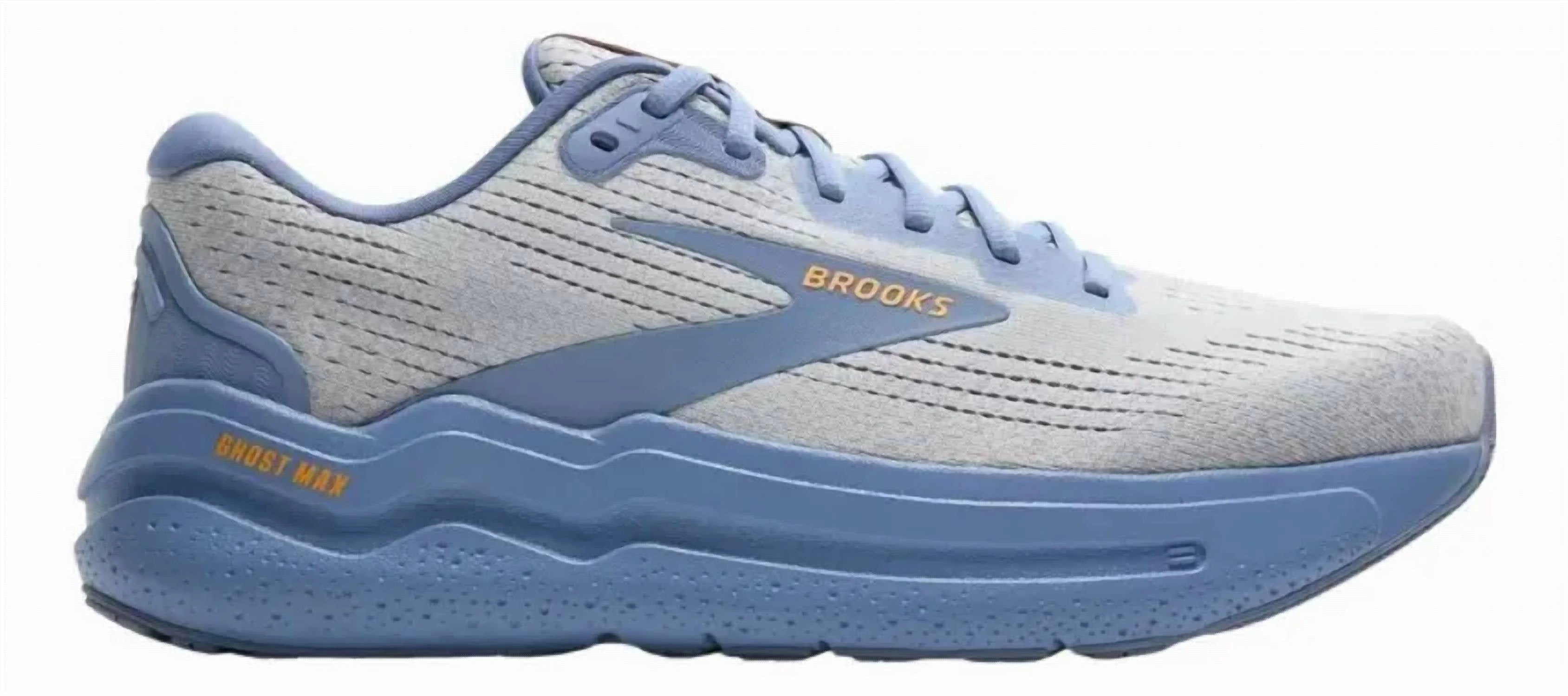 Men's Ghost Max 2 Running Shoes In Mushroom/blue/orange Contoured Footbed