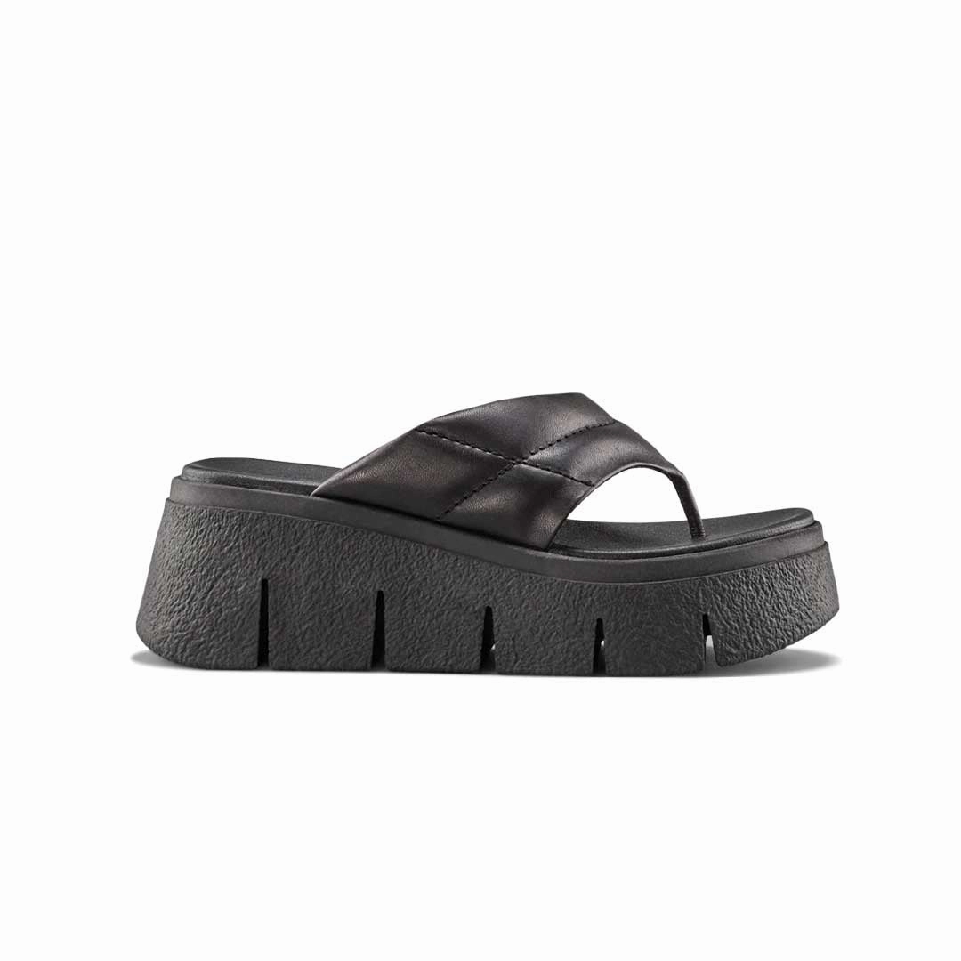 Cougar - Women's Abba Luxmotion Leather Thong Wedge Sandals (ABBA-BLK) Sporty Sandals for Summer