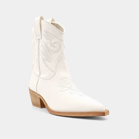 Youth Zahara Cowboy Boot In White Rubber Outsole Protective Layer
