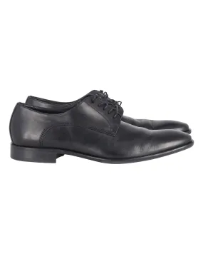 Hugo Boss Derby Lace-Up Formal Shoes in Black Leather Cushioned Support Working Professional Textured Finish Work Routine