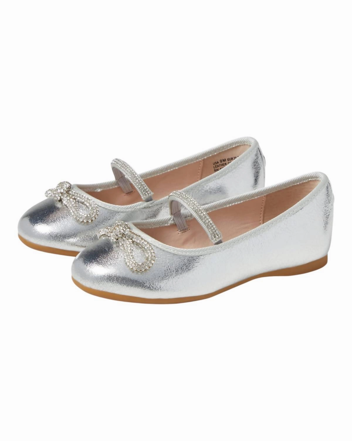 slim fit warm weather Girl's Kendalla Flats In Silver Crackle