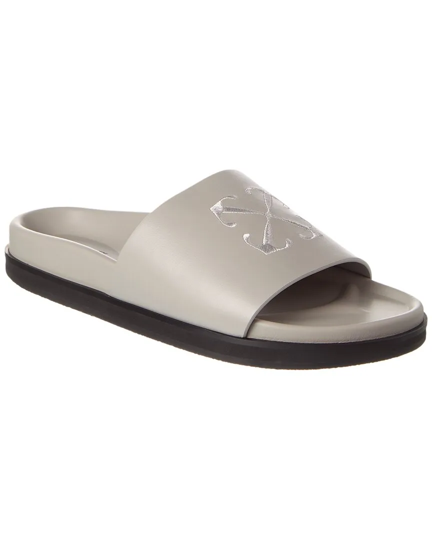 Off-White Pool Time Leather Slide Comfy Flip-flops Flexible Motion