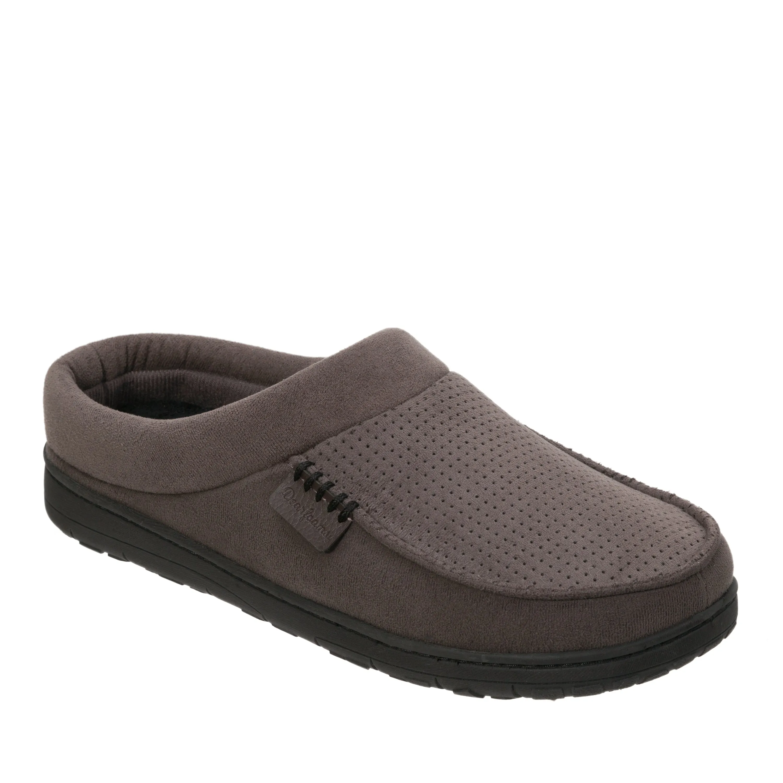 Functional Fit Dearfoams Mens Brendan Perforated Microsuede Moc Toe Clog