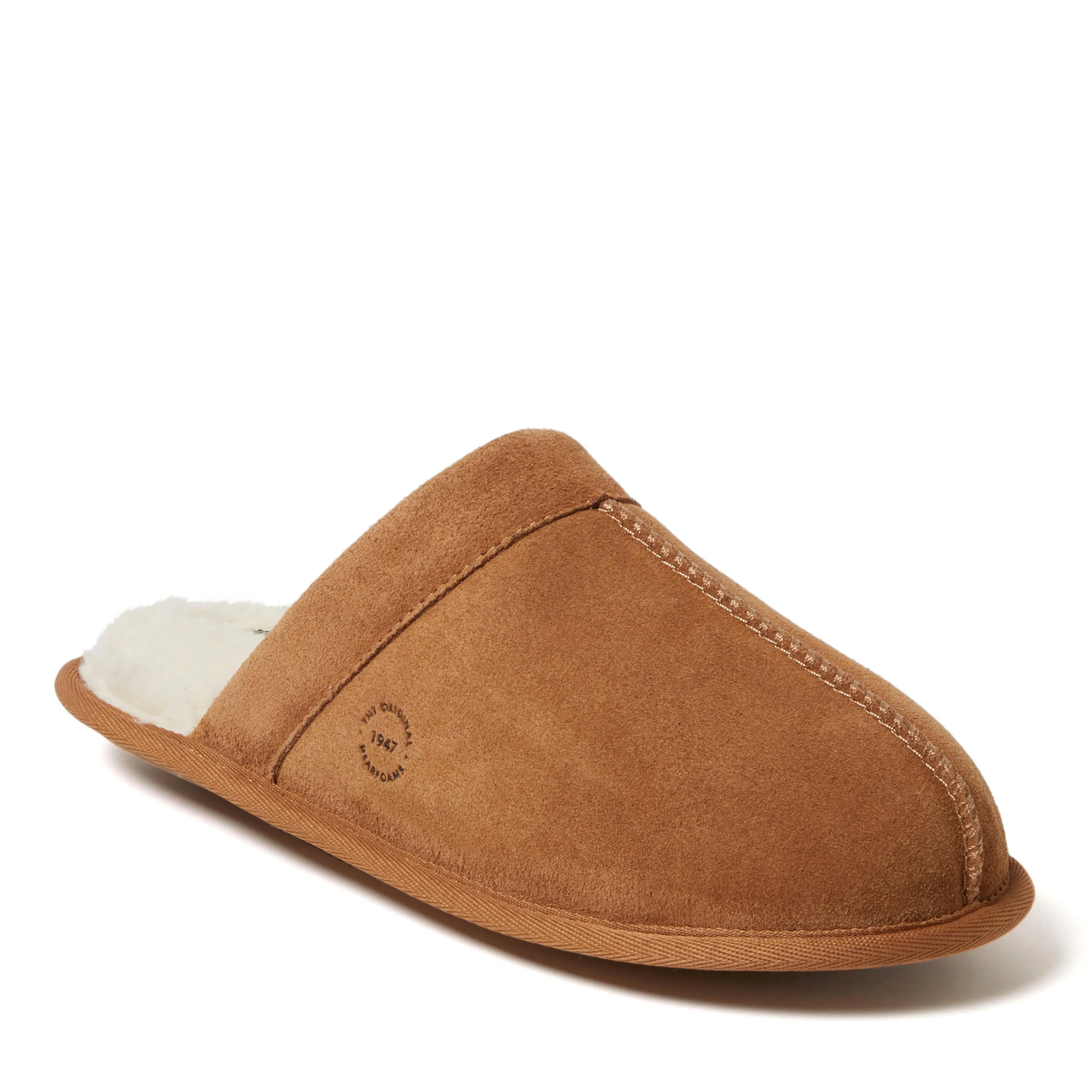 Dearfoams Men's Kirk Genuine Suede Scuff House Slipper Canvas Upper