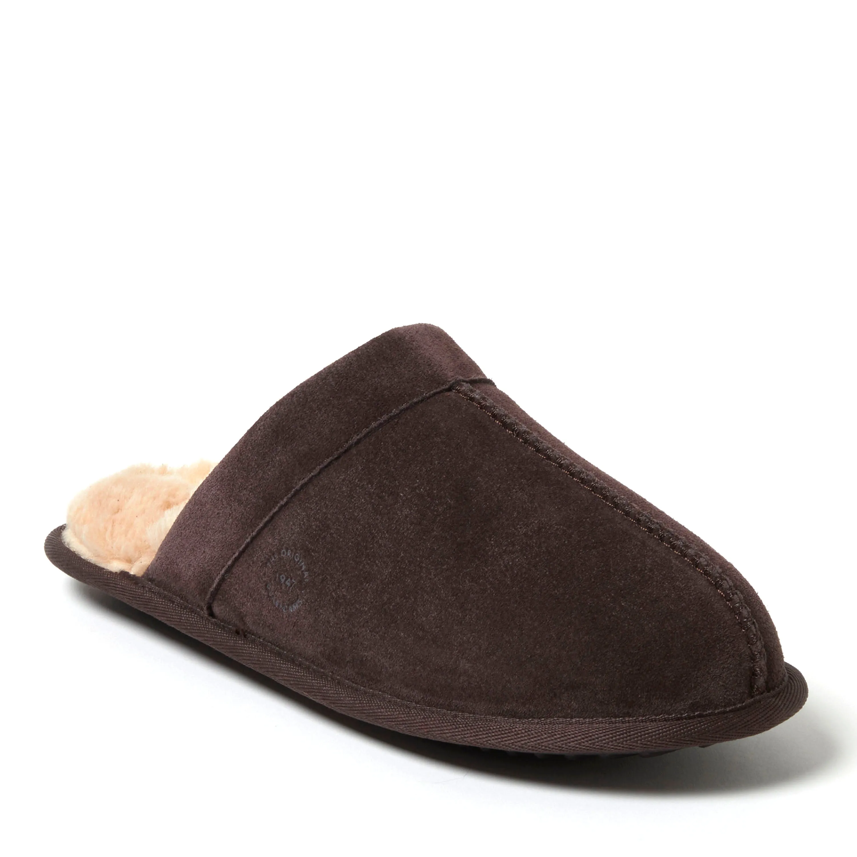 Dearfoams Men's Kirk Genuine Suede Scuff House Slipper Wraparound Design
