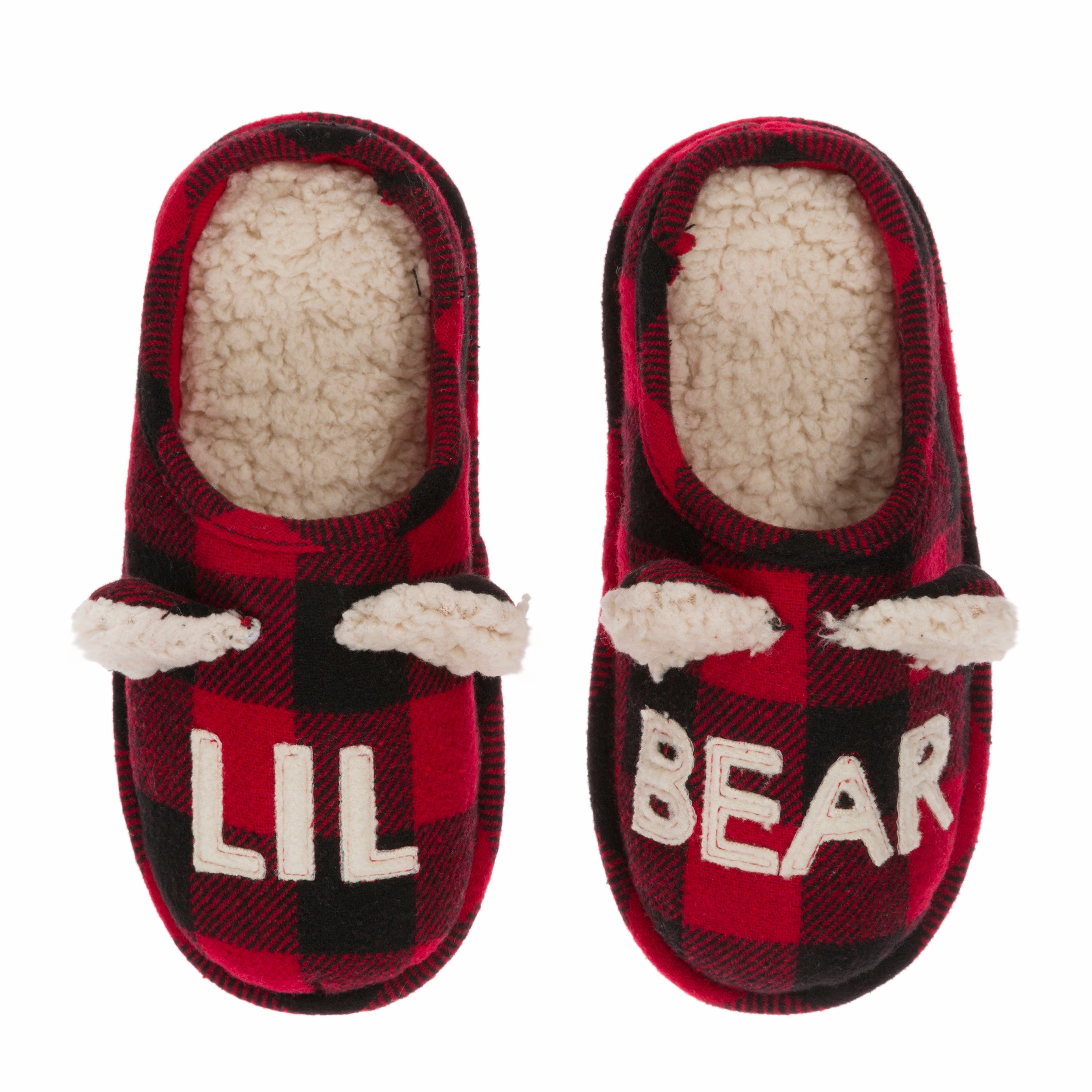 Anti Skid Feature Superior Fit Dearfoams Kid's Buffalo Check Lil Bear Clog Slipper