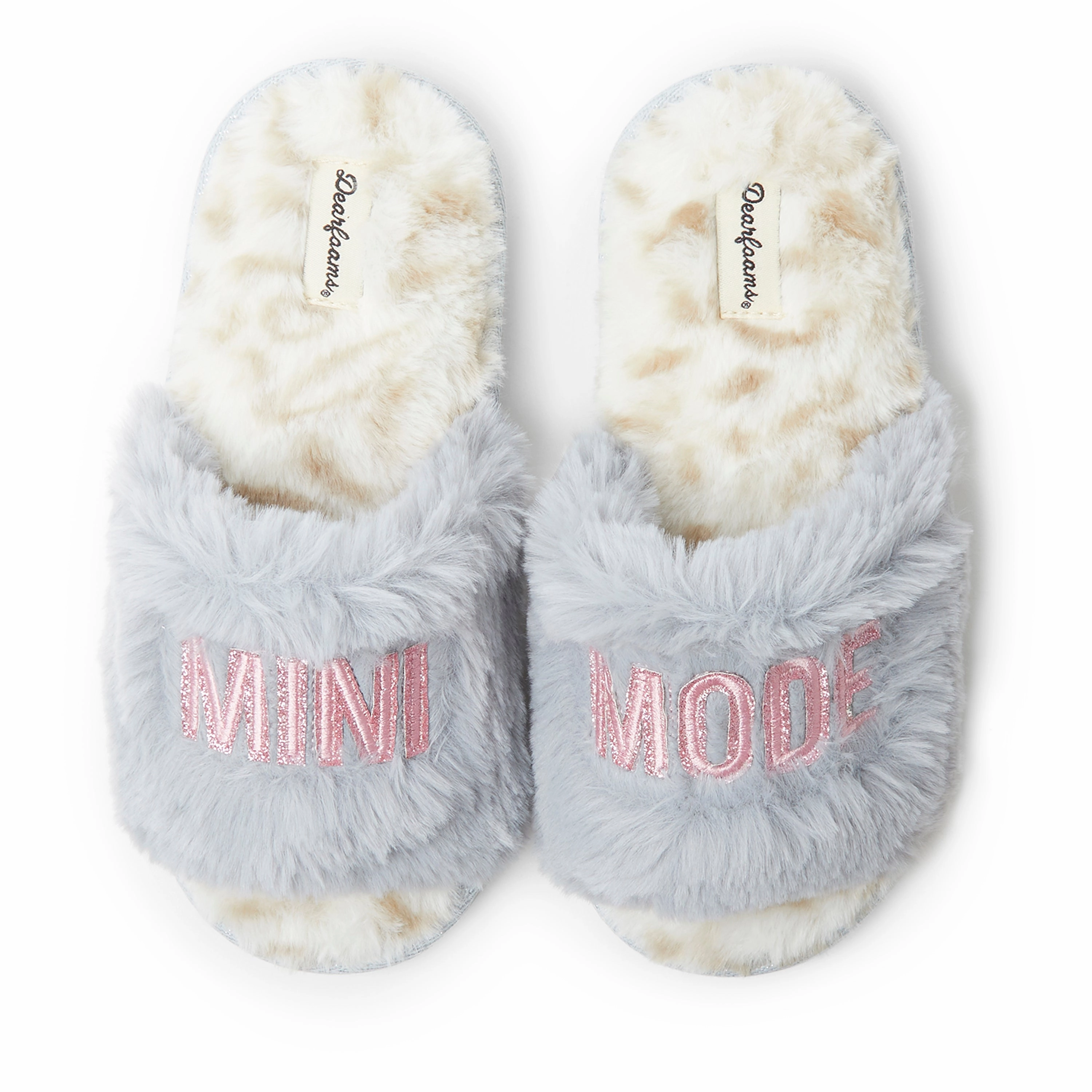 Dearfoams Kid's Lana Slide Slipper with Slogan Comfortable Construction