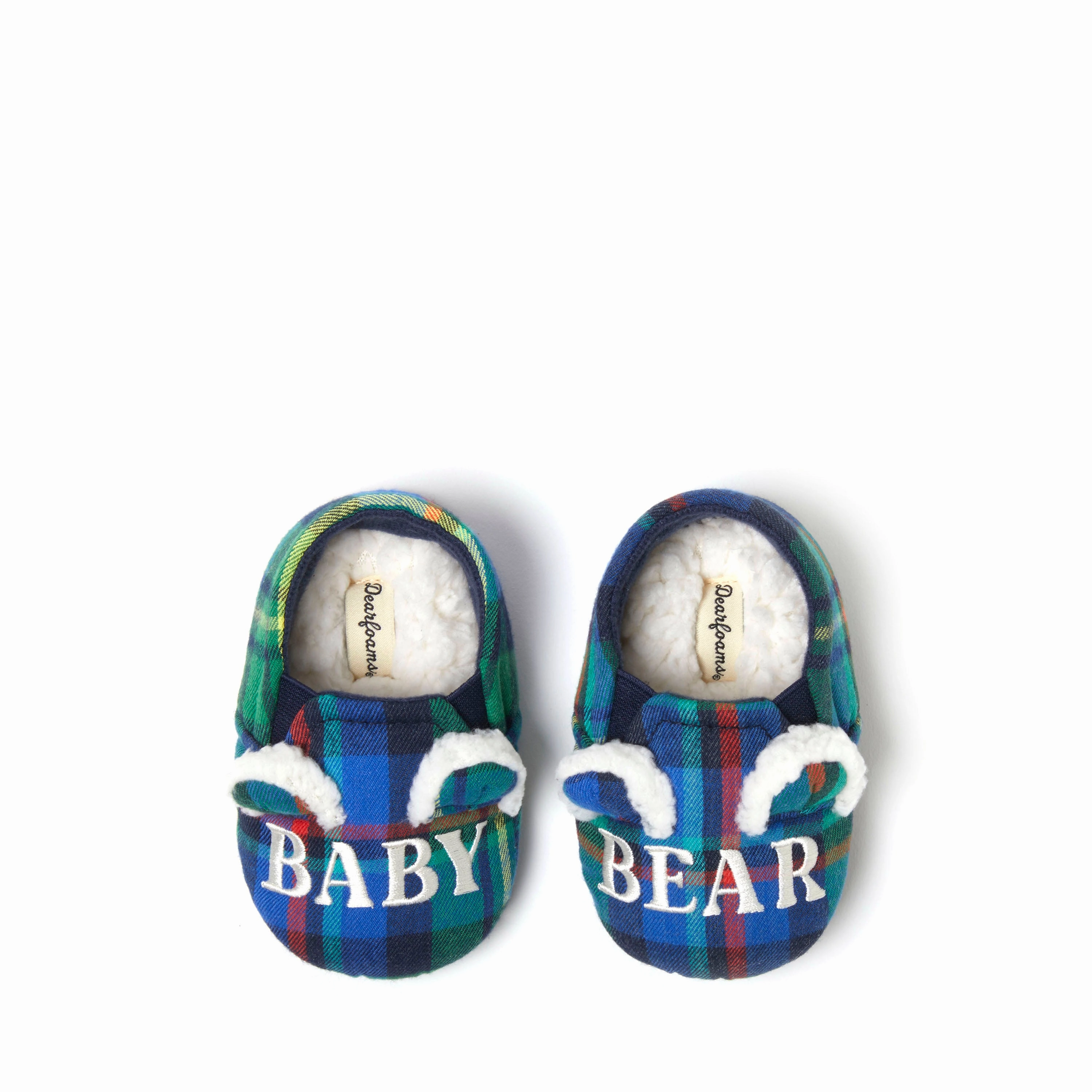 Dearfoams Kids Baby Bear Plaid Closed Back Slipper Lightweight Durable Footwear Design