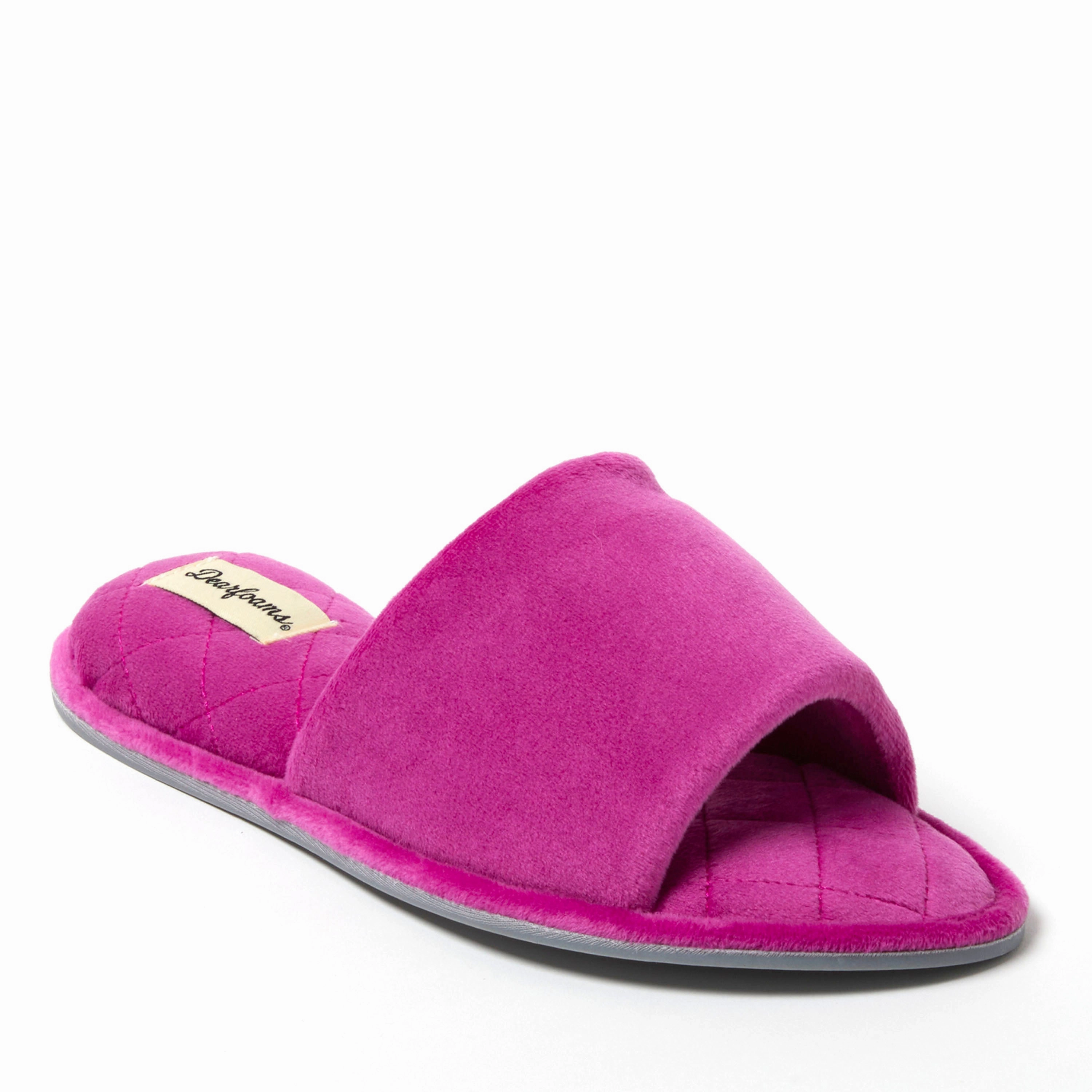 Durable Footwear Design Durable Material Dearfoams Women's Beatrice Microfiber Velour Shower Slide House Slipper