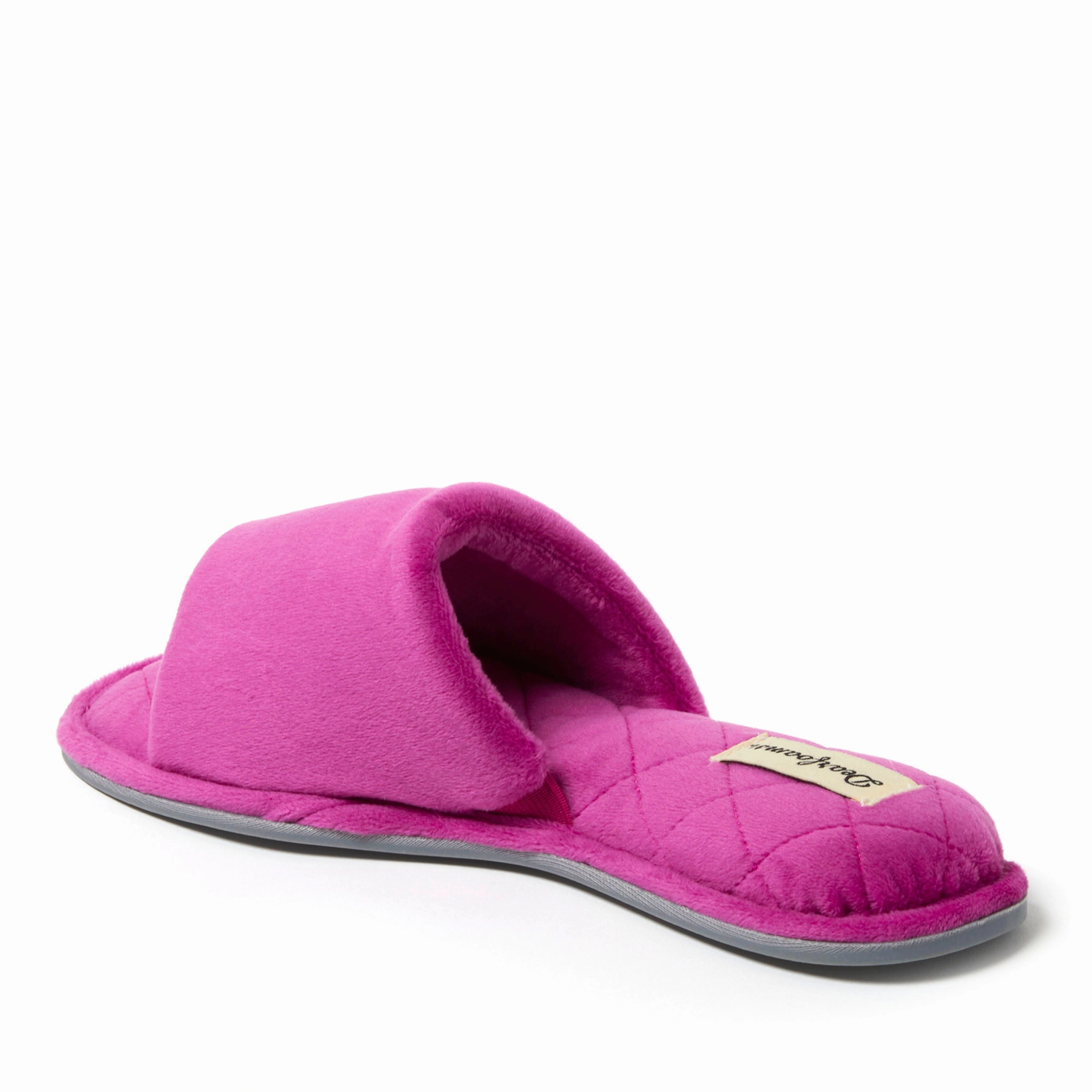 Dearfoams Women's Beatrice Microfiber Velour Shower Slide House Slipper Easygoing Footwear Closed Toe Design