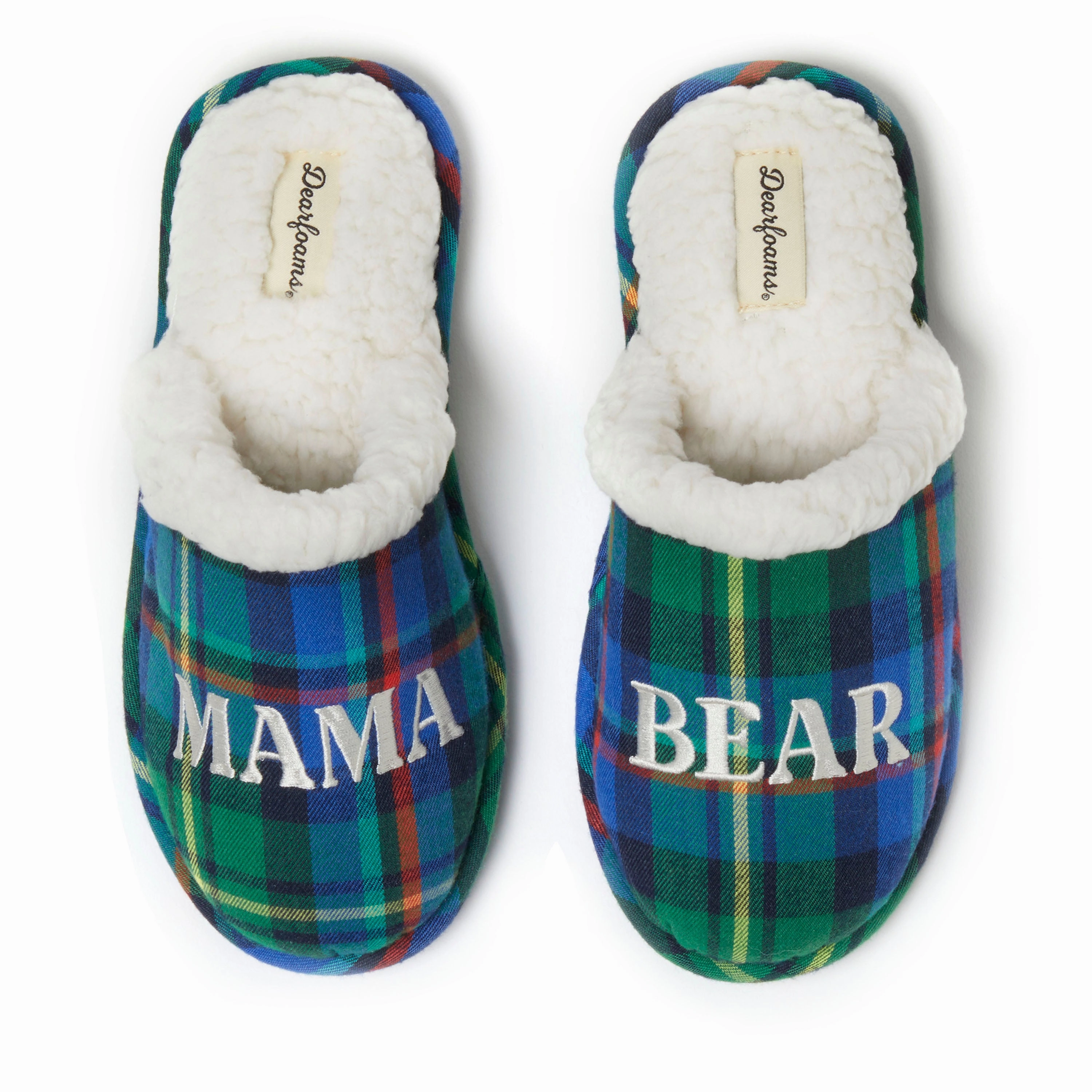 Reliable Quality Wedge Heel Dearfoams Women's Mama Bear Plaid Scuff Slipper