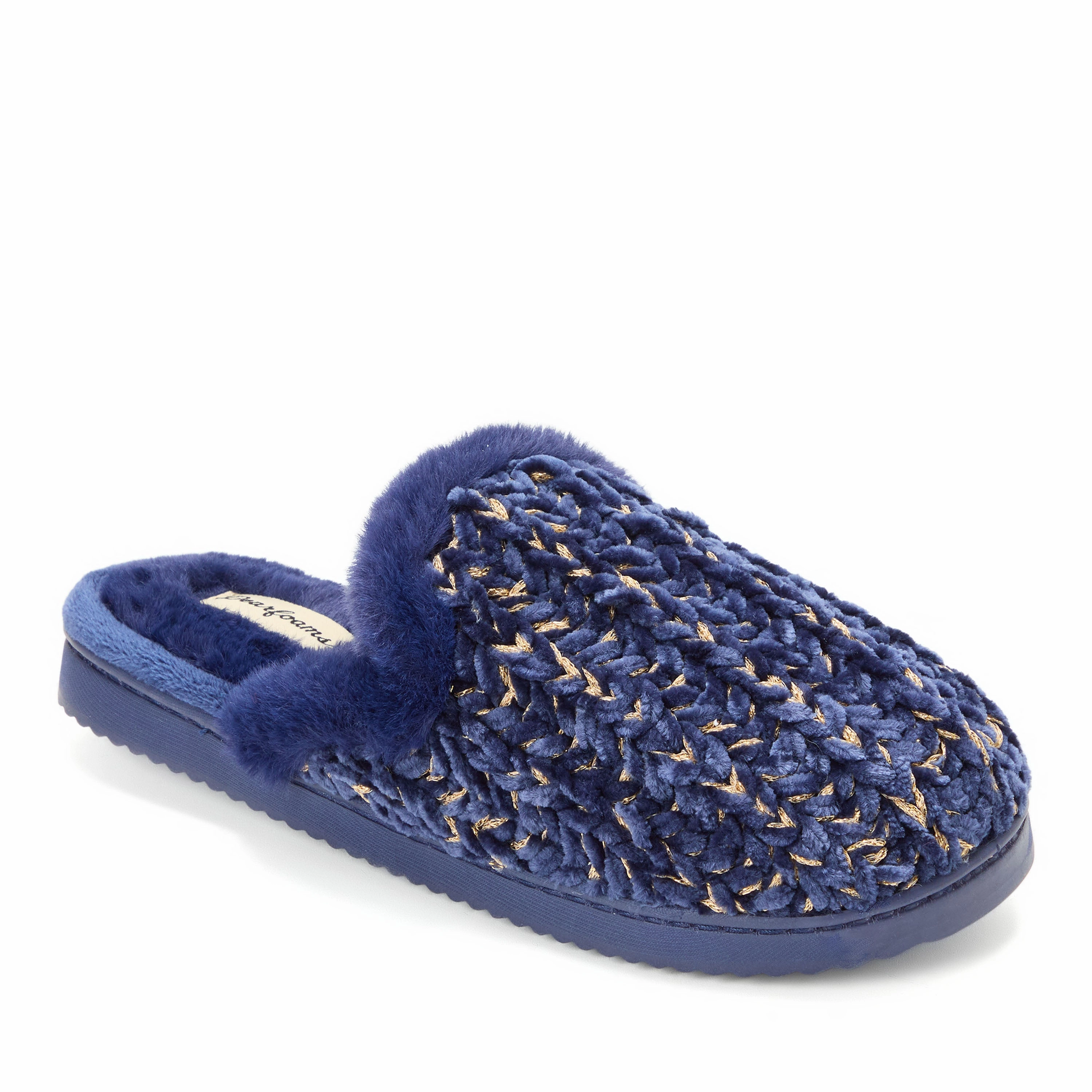 Dearfoams Women's Paris Chenille Shaped Tab Scuff Slipper Chill Slip Sporty Footwear