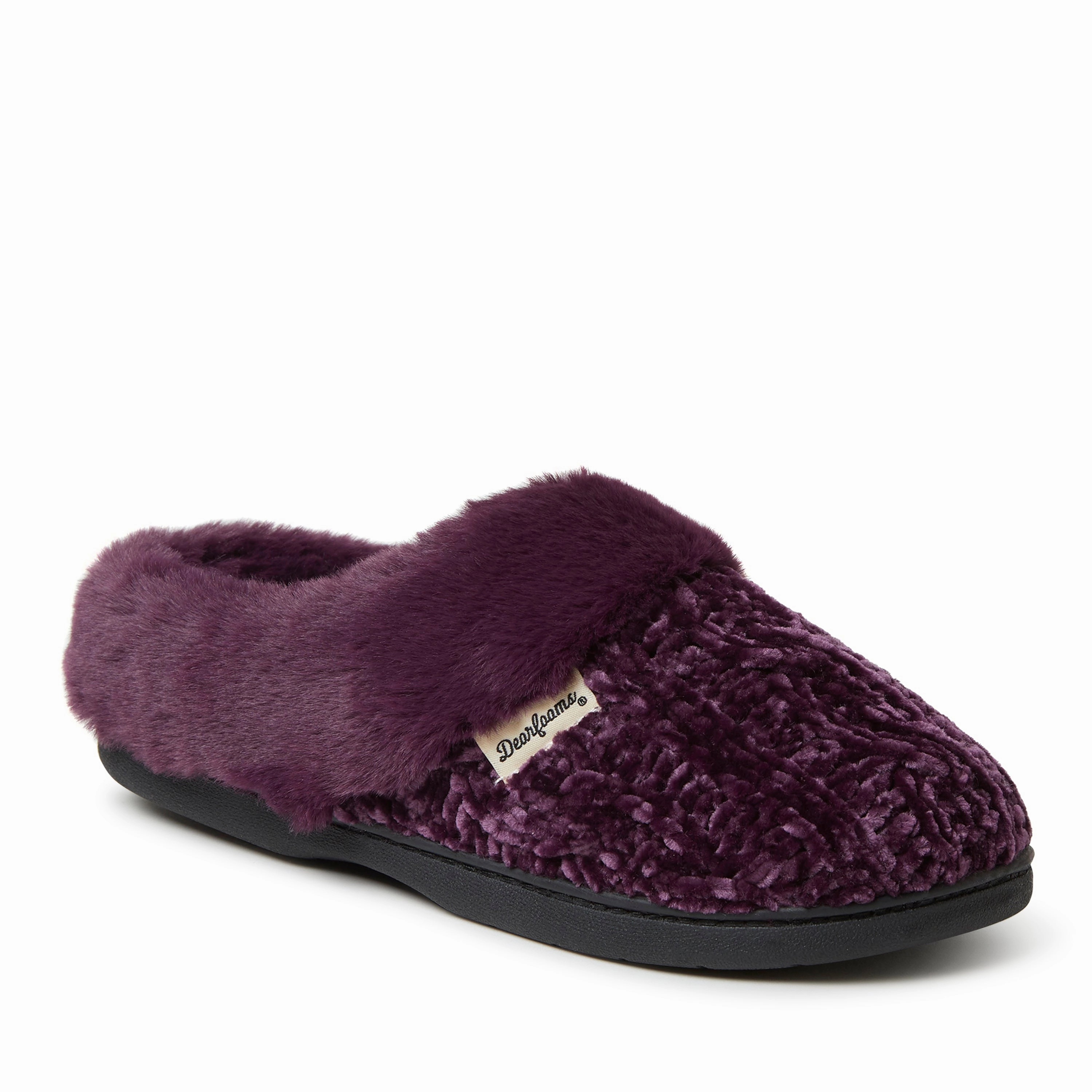 Smart Fit Easy Fit Dearfoams Womens Claire Cable Knit Chenille Clog Slipper