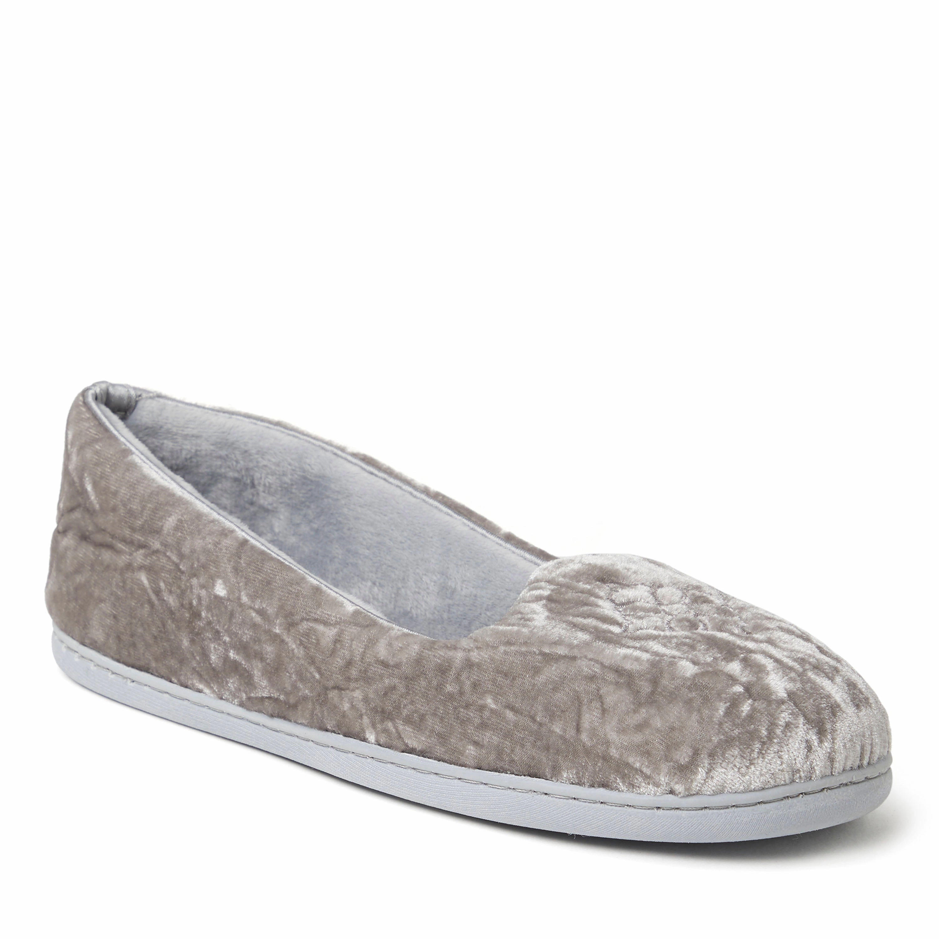 Quick Fit Footwear Dearfoams Womens Rebecca Microfiber Velour Closed Back Slipper