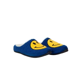 Open Back City Wear Deer Stags Clogs Men's US 8 Blue Smiley Face Faux Fur Slip On Slippers GBNC533