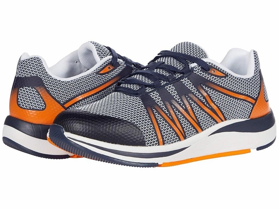 track - meet running shoes AirCushioning Drew Player 40105-41 Sneakers Men's  Navy Orange Athletic Shoes JOBB1569