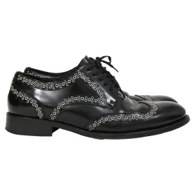 Dsquared2 x Vero Cuoio Eyelet Studded Oxford Shoes in Black Leather Power Outfit Breathable Feel Workday Essential