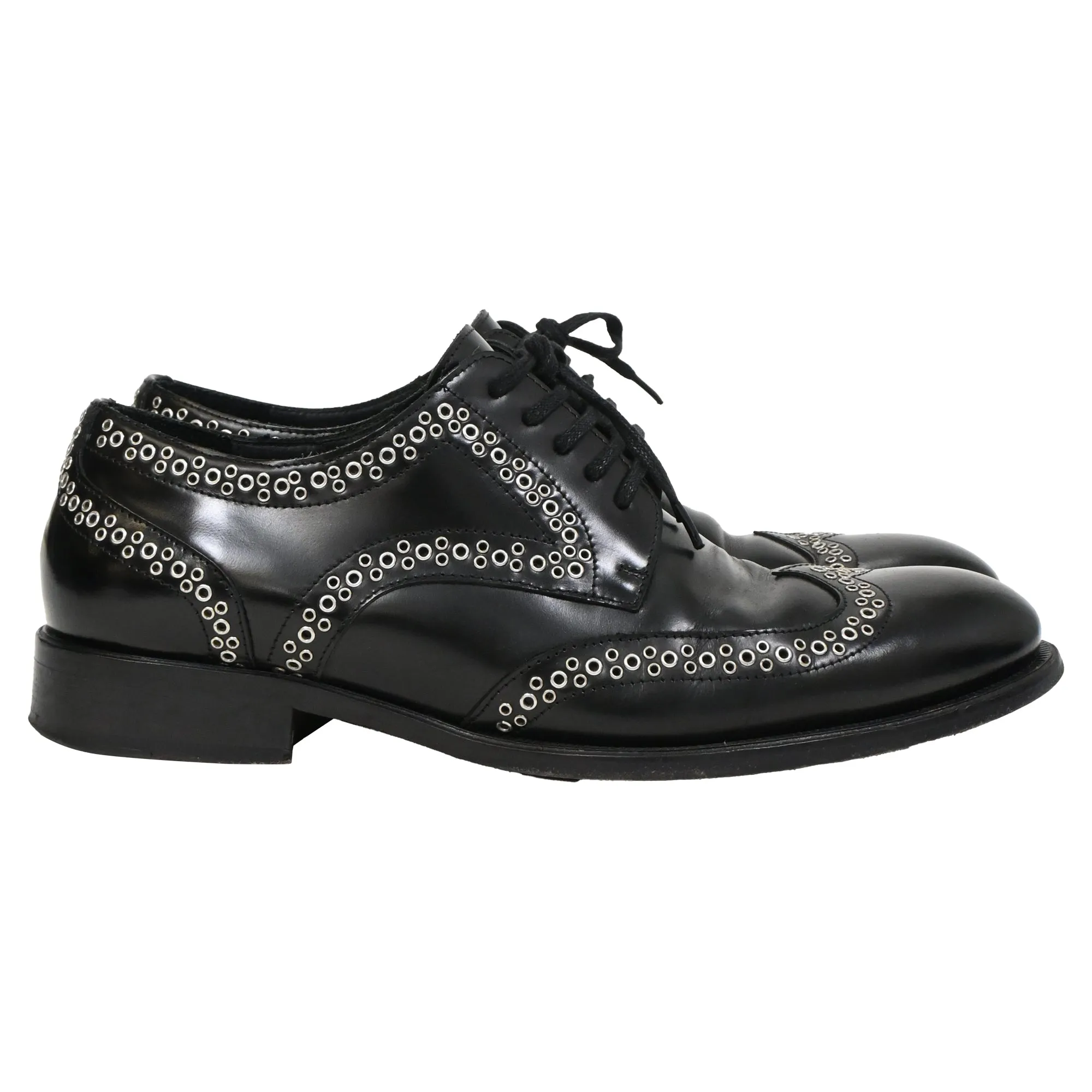 Dsquared2 x Vero Cuoio Eyelet Studded Oxford Shoes in Black Leather Power Outfit Breathable Feel Workday Essential