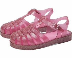 Slim Shape Smart Choice Mini Melissa Possession Shiny Sandals Kids US 2 Glitter Pink Cutout Ankle KHD158