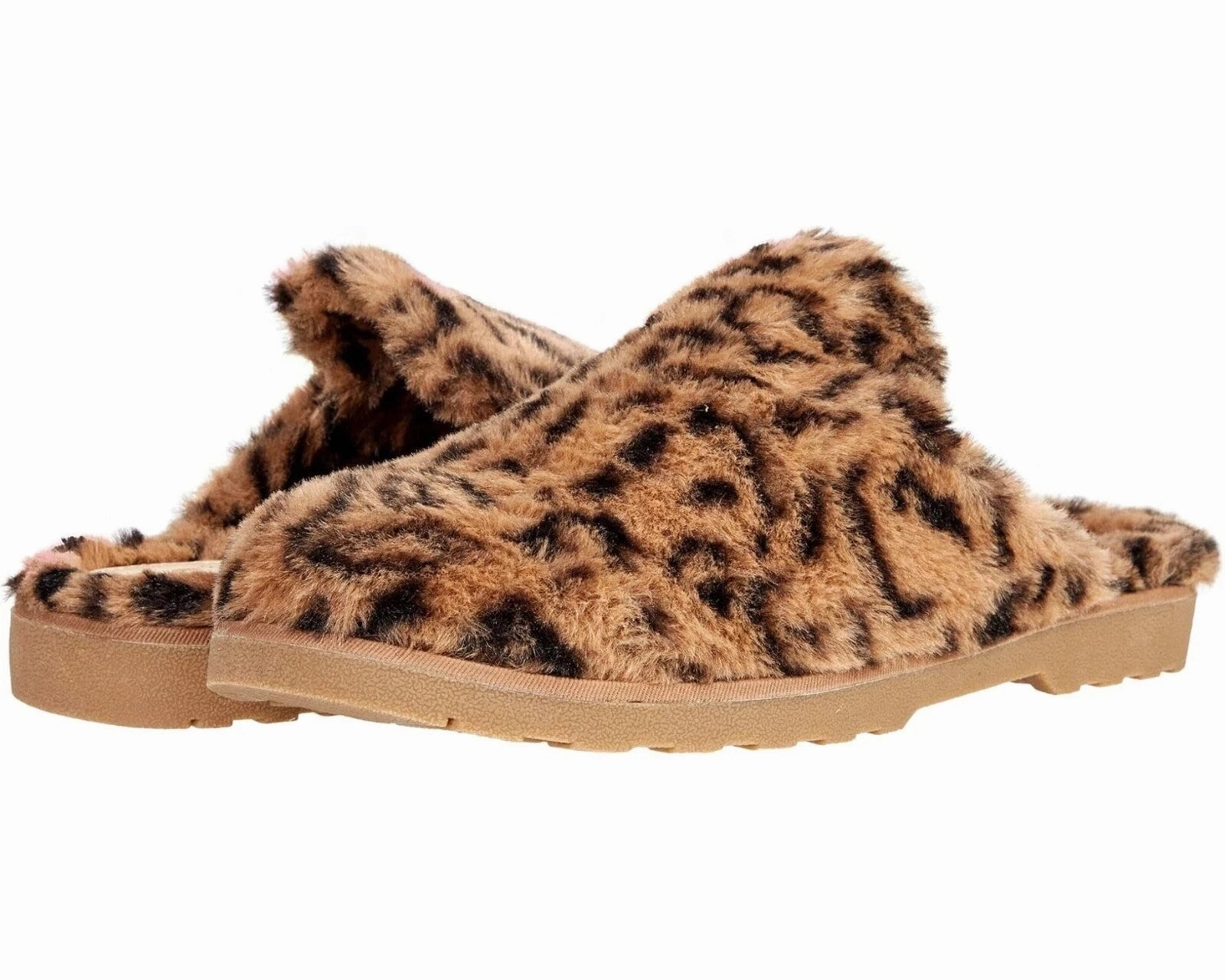 BC Footwear Prime Time Women's Brown Leopard Faux Fur Slip-On Slipper JOBB802 Lightweight Material Loafers style