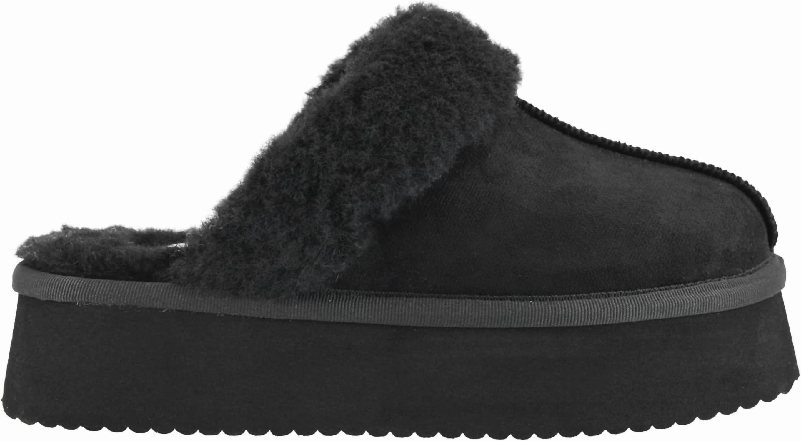 Comfy Glide Comfortable Performance Women's Cuddle Up Slippers In Black Faux Suede