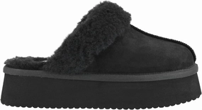 Comfy Glide Comfortable Performance Women's Cuddle Up Slippers In Black Faux Suede