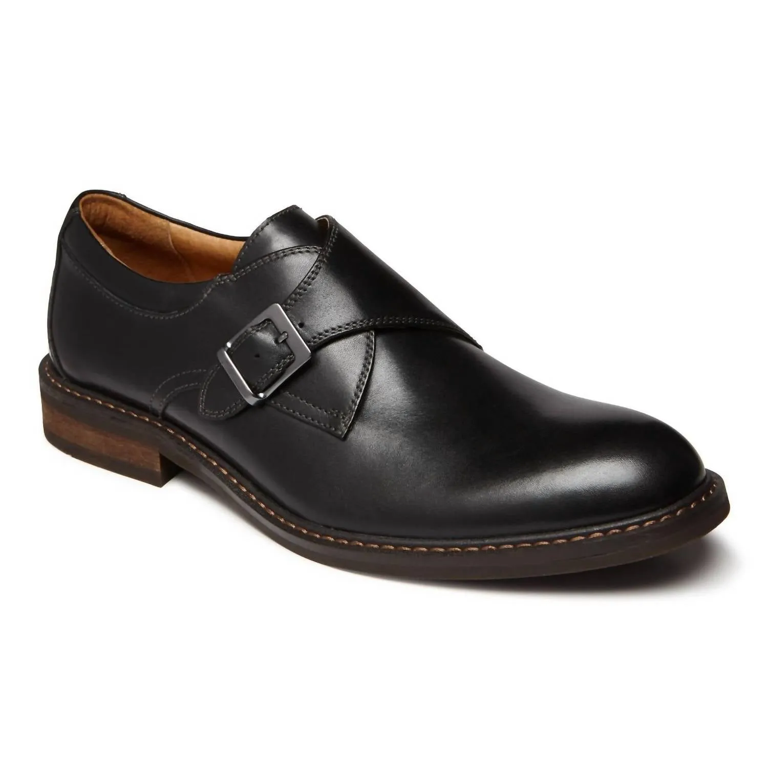 Men's Anders Monk Strap Shoes In Black Perfect Fit Leather Lace-ups for Work
