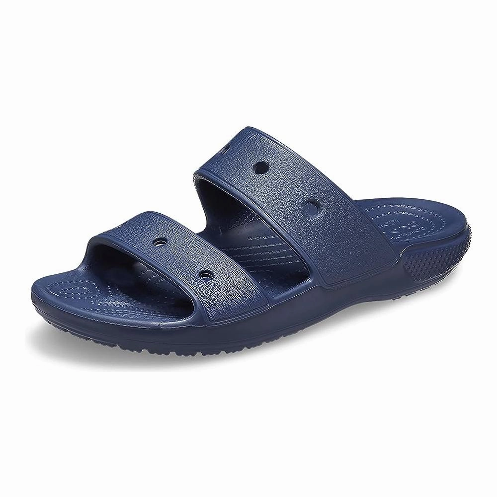 Crocs Unisex Classic Two-Strap Slide Sandals - Navy Water Resistant Soft Sandal Fit