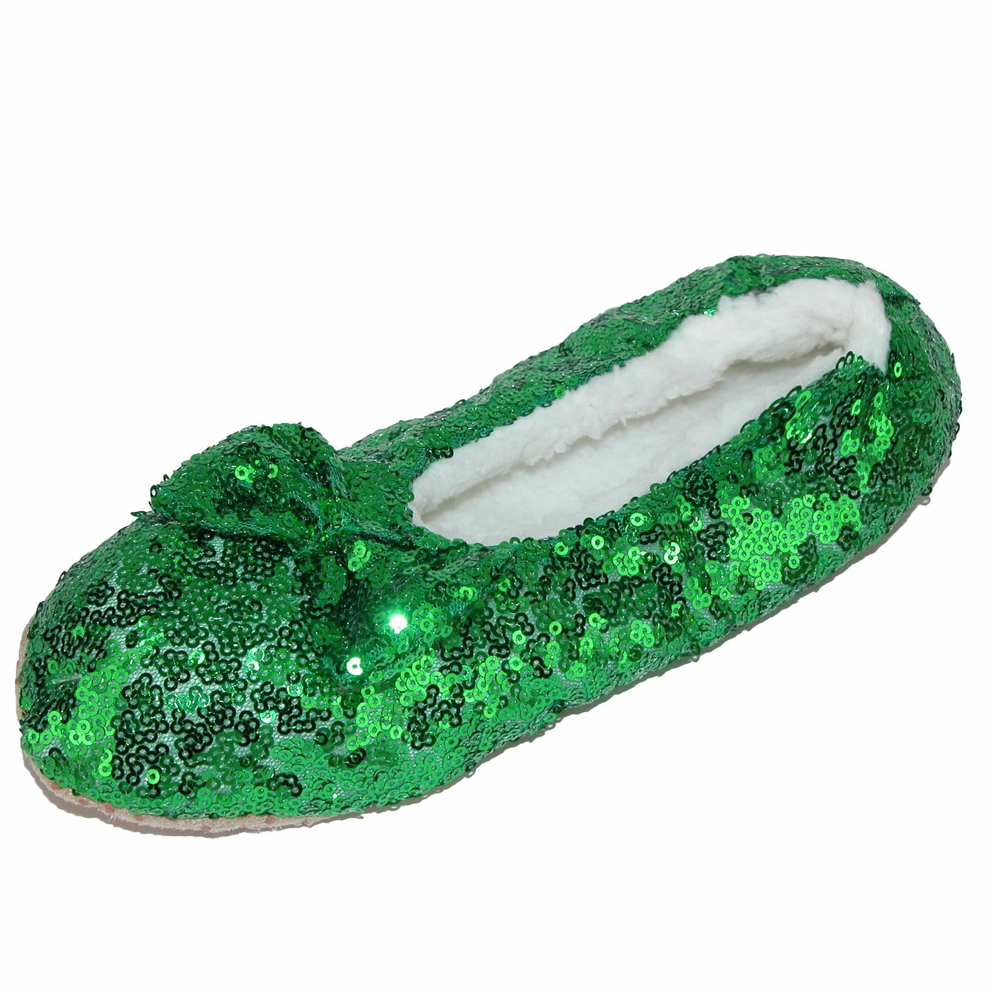 Women's Sequins Ballerina Slippers with Sherpa Fleece Lining Comfort Travel