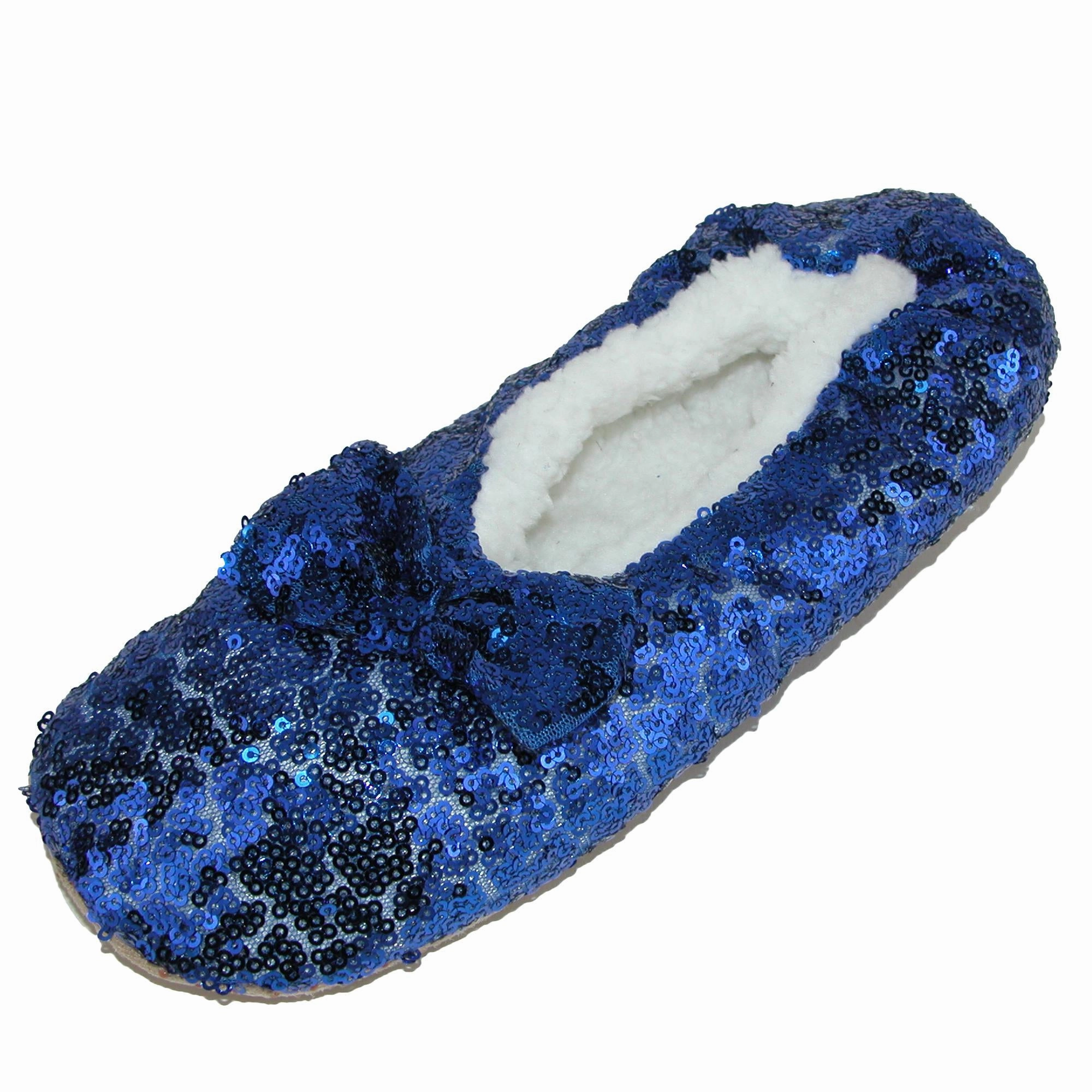 Women's Sequins Ballerina Slippers with Sherpa Fleece Lining Comfort Strapping Enhanced grip