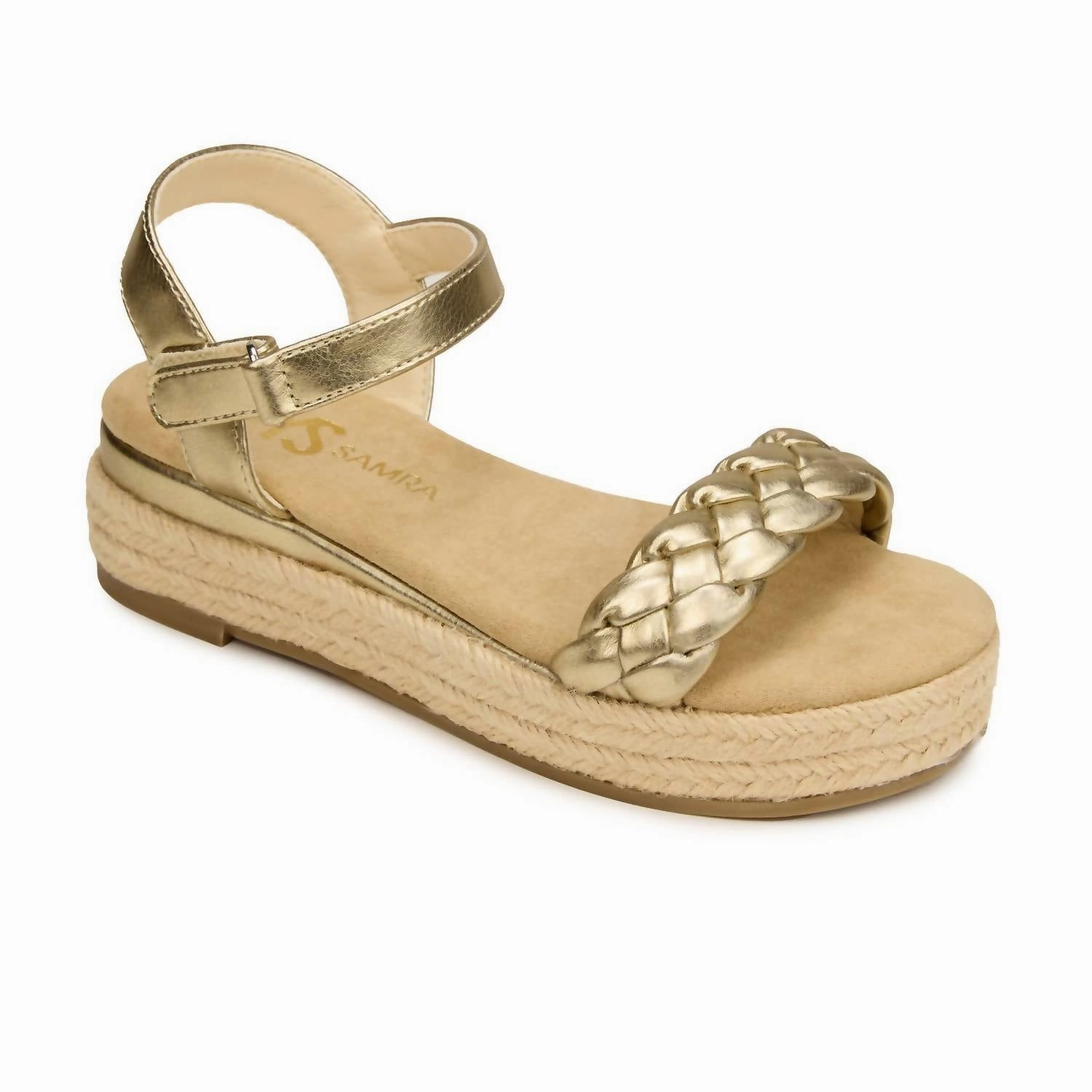 Kids Miss April Wedge Sandal In Gold Versatile Comfort hollow design