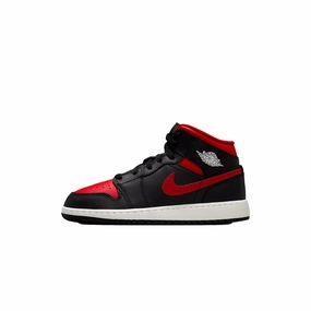 Nike Air Jordan 1 Mid Black / Varsity Red - Summit White  DQ8423-067 Grade-School Anti blister Impact Diffusion System