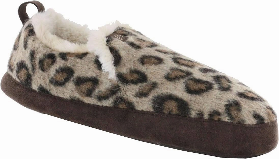 Anti   Odor Flex grooves Cobian Sonora Slipper Womens  Brown Leopard Faux Fur Moccasin Shoes JOBB1494