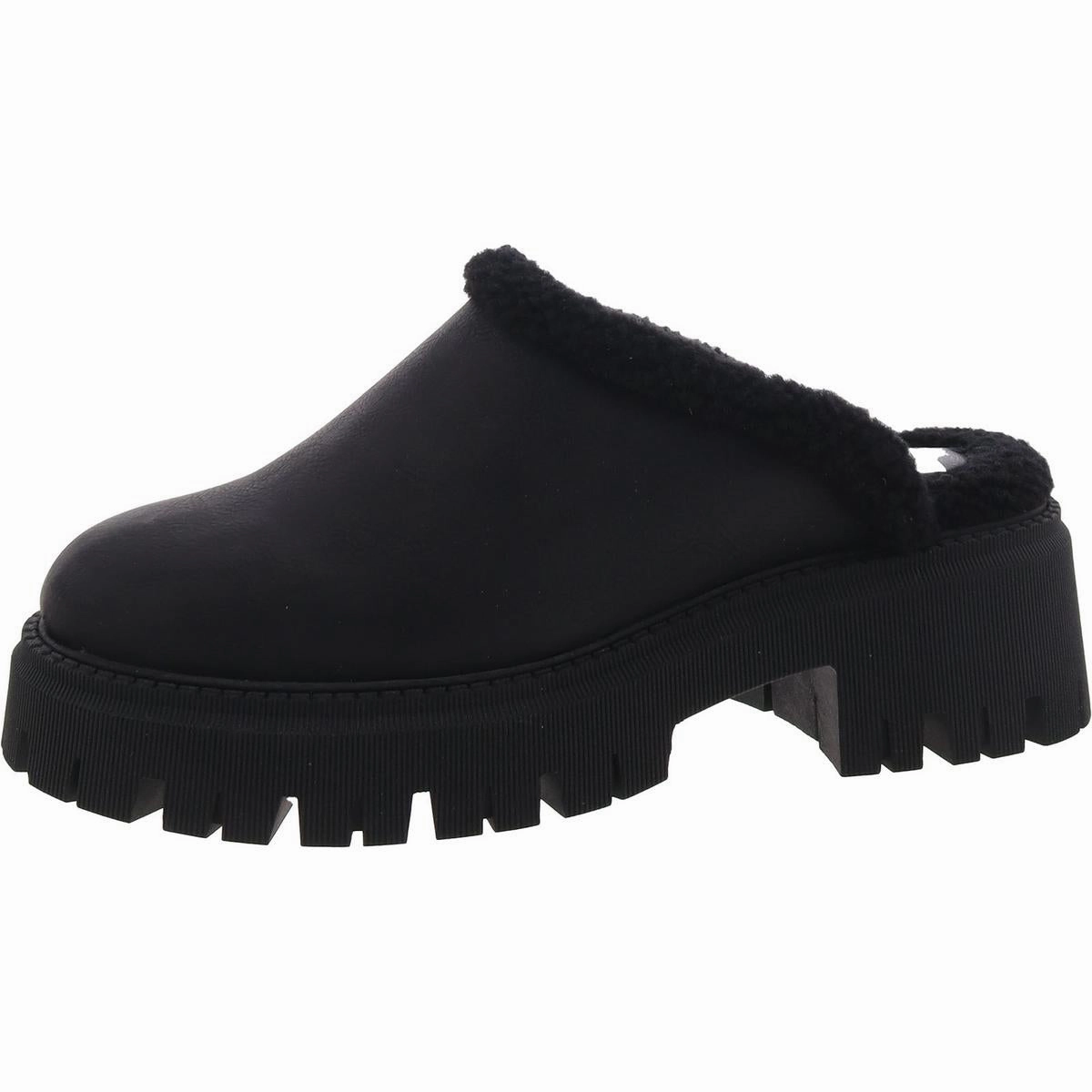 Breathable Design Gracelyn Womens Faux Leather Platform Loafer Slippers