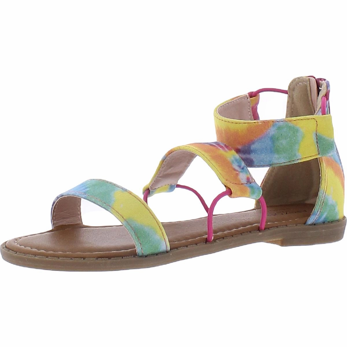 Night Fun Spray Girls Tie Dye Ankle Strap Flat Sandals