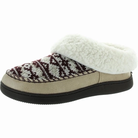 MINERVA Womens Faux Fur Lined Faux Fur Moccasin Slippers Slip Resistant