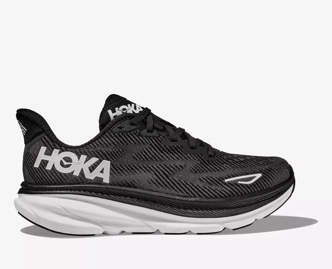 Hoka One One Clifton 9 1127895-BWHT Sneaker Men's Black White Running Shoes Arch support Durable Design