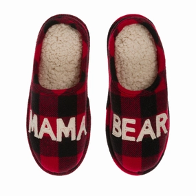 Dearfoams Women's Buffalo Check Mama Bear Clog Slippers Strong Outsole