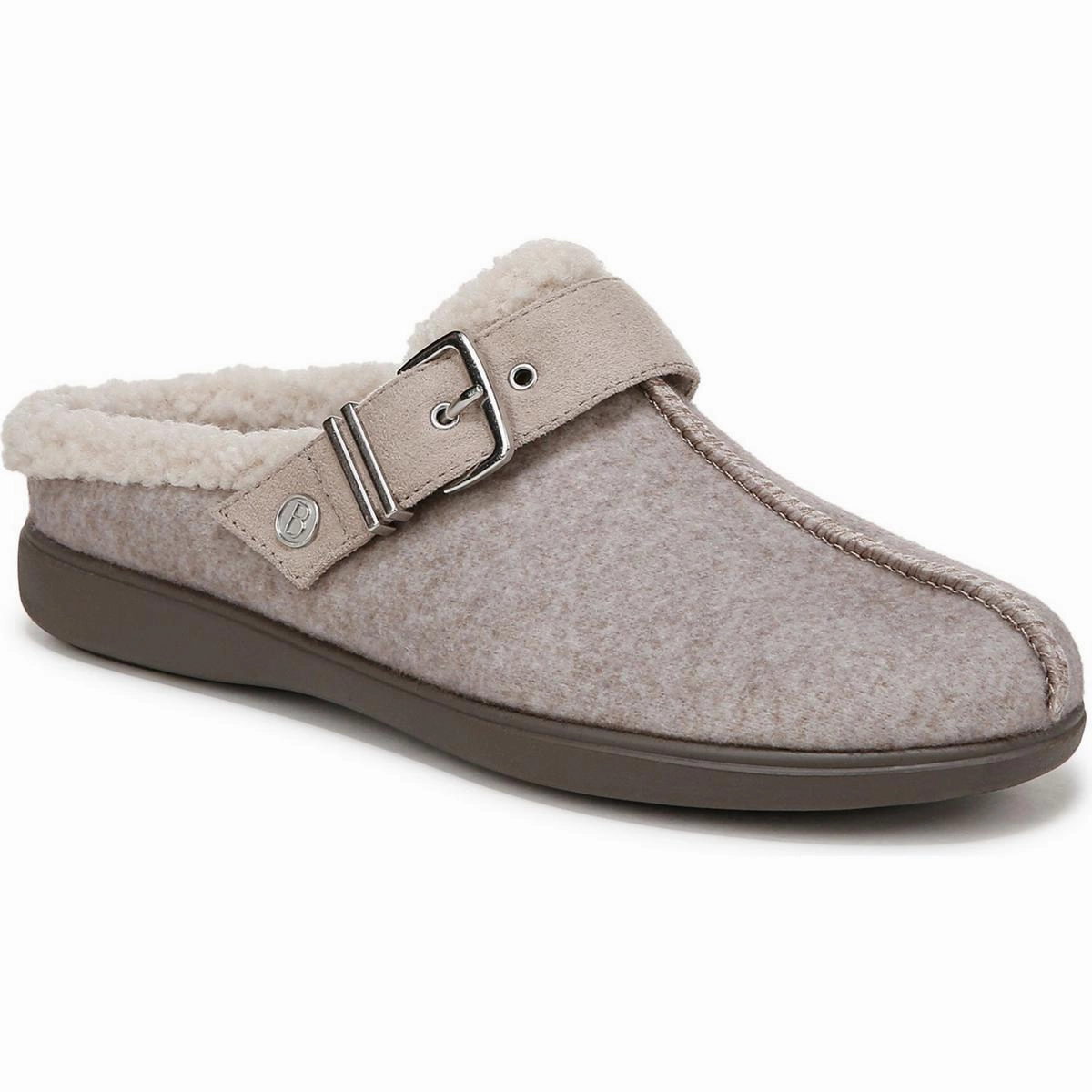 Eternity Womens Buckle Faux Fur Slide Slippers Comfort Fit Design