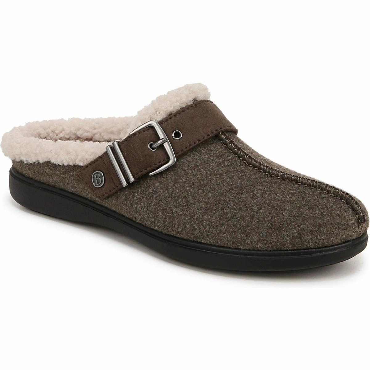 Eternity Womens Buckle Faux Fur Slide Slippers Custom Fit Water-Resistant Slides